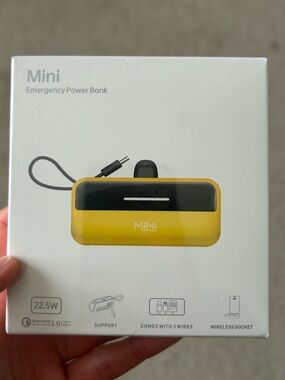 NWT Mini Emergency Power Bank Portable Cell Charger Yellow